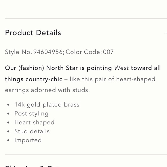 Anthropologie Western Heart Drop Earrings- NWT - Picture 3 of 3